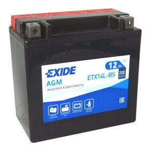 Motobatéria EXIDE 12Ah, 12V, ETX14L-BS
