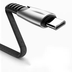 Bomba USB C / USB A Rýchlonabíjací + data extra ohybný kábel - plochý Farba: Čierna, Dĺžka: 1M 1674_CIE2