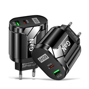 Bomba Rýchlonabíjačka 65W PD + CQ3.0 USB & Type-C Farba: Čierna B008_BLACK