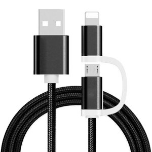 Bomba Micro USB, iPhone kábel 2v1 Farba: Čierna B165_BLACK