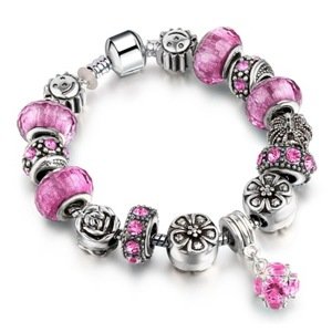 Girly Ružový náramok s príveskami Roxy BT003/PINK