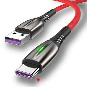 Bomba USB Type C TURBO 5A rýchlonabíjací + data LED kábel Farba: Červená, Dĺžka: 2M CB01_RED2M