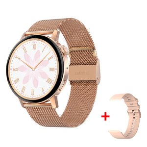 Bomba Smart hodinky ES055 - NFC, GPS, športové funkcie + remienok naviac Farba: Ružová - predvádzaný model ES055_METAL-GOLD_WITH-EXTRA-STRA