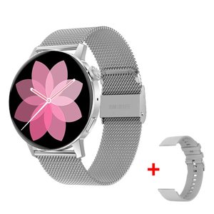 Bomba Smart hodinky ES055 - NFC, GPS, športové funkcie + remienok naviac Farba: Strieborná ES055_METAL-SILVER_WITH-EXTRA-ST