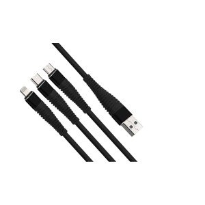 Bomba 3v1 Nylonový USB kábel pre iPhone/Android 1M Farba: Čierna F133_BLACK