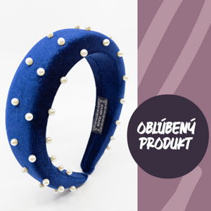 Girly Zamatová čelenka s perličkami Royal modrá HB14/ROYALBLUE