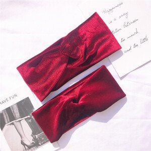 Girly Zamatové naťahovacie čelenky burgundy HC07/RED