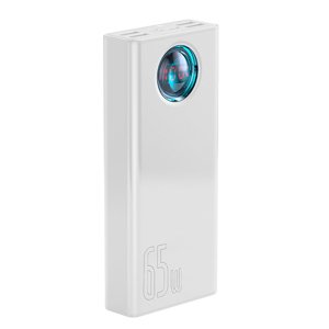 Baseus – Amblight – powerbanka, 4× USB, USB-C, Lightning, Micro USB, rýchlonabíjanie 65 W, 30000 mAh – biela KF2310936