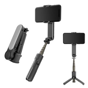 Techsuit Selfie tyč (L09) - diaľkové ovládanie Bluetooth, držiak na statív a stabilizátor gimbalu - čierna KF2311042