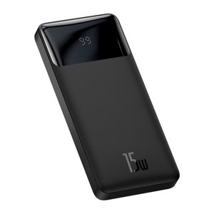 Baseus – Bipow – powerbanka s digitálnym displejom, 2× USB QC 3.0, USB-C, 15 W, 10000 mAh, kábel Micro USB, 0,25 m – čierna KF2311981