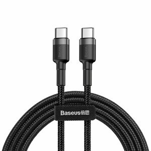 Baseus – dátový kábel Cafule Type-C na Type-C, 60 W, 20 V, 3 A, 2 m – čierno-sivý KF231216