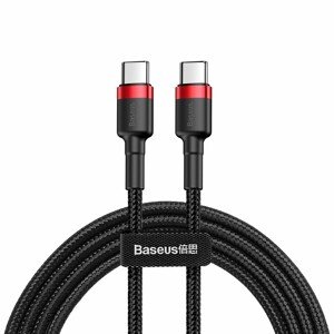 Baseus – dátový kábel Cafule Type-C na Type-C, PD 2.0, 60 W, 20 V, 3 A, 1 m – čierno-červený KF231219