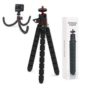 Techsuit Tripod Octopus JX-004 pre telefóny a GoPro, prenosný a flexibilný – čierny KF2313348