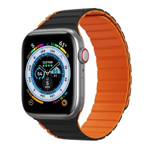 Dux Ducis LD Series remienok pre - Apple Watch 1/2/3/4/5/6/7/8/SE/SE 2 (38/40/41mm) - čierna / oranžová KF2313716