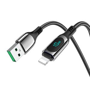 Hoco – dátový kábel Extreme USB na Lightning, displej nabíjania, 2,4 A, 1,2 m – čierny KF2315899
