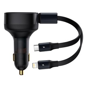 Baseus Autonabíjačka Enjoyment (CGTX000001) - Rýchle nabíjanie, 30W, s káblom Lightning, Type-C, 75 cm - Čierna KF2315966