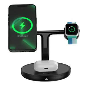 Baseus - Bezdrôtová nabíjacia stanica Swan (WXTE000101) - MagSafe, pre iPhone, iWatch, AirPods, s 1m USB-C káblom - čierna KF2316000