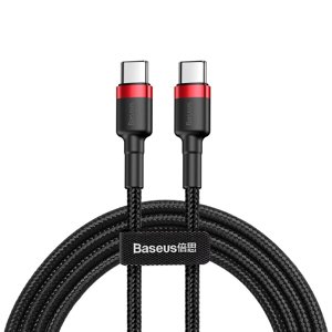 Baseus – dátový kábel Cafule Type-C na Type-C, 60 W, 20 V, 3 A, rýchle nabíjanie, 2 m – čierno-červený KF2316013