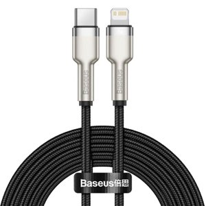Baseus – dátový kábel Cafule Series Metal Type-C na Lightning, rýchle nabíjanie PD20 W, 480 Mbps, 2,4 A, 1 m – čierny KF2316033