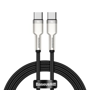 Baseus – dátový kábel Cafule Series Metal Type-C na Type-C, Super Fast Charge, 100 W, 480 Mbps, 20 V, 5 A, 1 m – čierny KF2316034
