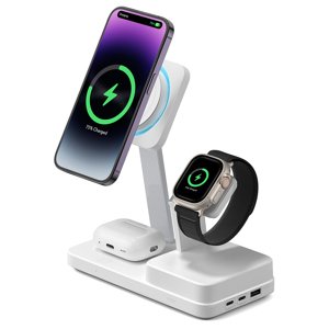 ESR Premium 6v1 Bezdrôtová Nabíjacia Stanica HaloLock CryoBoost (6E007) - iPhone MagSafe, AirPods, Apple Watch, 100W - Biela KF2316369