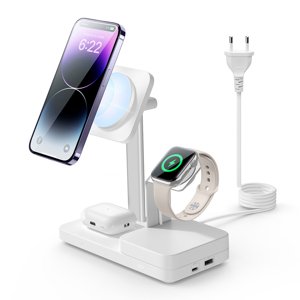 ESR Premium 5v1 Bezdrôtová Nabíjacia Stanica HaloLock (6E004) - s GaN, iPhone MagSafe, AirPods, Apple Watch, 65W - Biela KF2316370