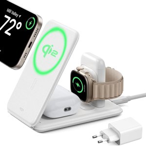 ESR Premium 3v1 Cestovná Bezdrôtová Nabíjacia Sada (2C569A) - pre iPhone, MFi Apple Watch, AirPods, Qi2 15W - Biela KF2318261