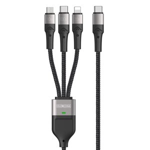 Duzzona – dátový kábel 3v1 USB-C na Type-C / Lightning / Micro-USB, 100 W, 1,3 m – sivý KF2318652