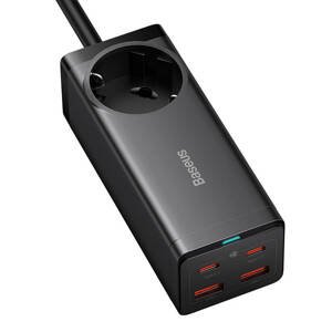 Baseus sieťová nabíjačka/predlžovačka (PSZM000401) – GaN3 Pro, 2× USB, 2× USB-C, AC zásuvka, 100W, čierna KF2320149