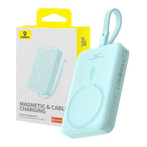 Baseus magnetická power banka Mini (P1002210B333-00) – MagSafe, 2× USB-C, Lightning, 10 000 mAh, 30 W, rýchle nabíjanie, modrá KF2320524