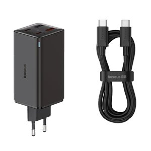 Baseus Nabíjačka do zásuvky 230V GaN6 Pro (P10162705112-00) - 2x USB, 2x Type-C, 100W, s káblom Type-C, 100W, 20V, 5A, 1 m - Čierna KF2320887