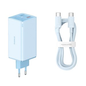 Baseus Nabíjačka do zásuvky 230V GaN6 Pro (P10162705312-00) - 2x USB, 2x Type-C, 100W, s káblom Type-C, 100W, 20V, 5A, 1 m - Modrá KF2320889