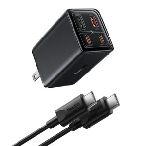 Baseus GaN6 Pro sieťová nabíjačka US Plug (P10162702113-00) – 2× USB, 2× USB-C, 65 W, USB-C kábel (100 W, 1 m), čierna KF2320891