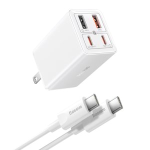 Baseus GaN6 Pro sieťová nabíjačka US Plug (P10162702213-00) – 2× USB, 2× USB-C, 65 W, USB-C kábel (100 W, 1 m), biela KF2320892