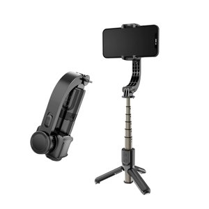Techsuit – mini stabilizačná selfie tyč Gimbal so statívom a odnímateľným bezdrôtovým ovládaním, 360° otáčanie, 70 cm – čierna KF2323882