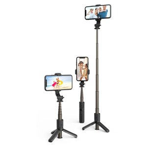 Techsuit Mini Selfie Stick L10 so stabilným stojanom, diaľkovým ovládaním Bluetooth, 360° otočením, hliníkovou konštrukciou, 68 cm – čierny KF2323886