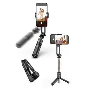 Techsuit – mini stabilizačná selfie tyč Gimbal so statívom a Bluetooth ovládaním, 360° otáčanie, 70 cm – čierna KF2323896