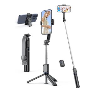 Techsuit Selfie Stick C01 so skladacím stabilným stojanom a diaľkovým ovládaním Bluetooth, 106 cm – čierny KF2323913