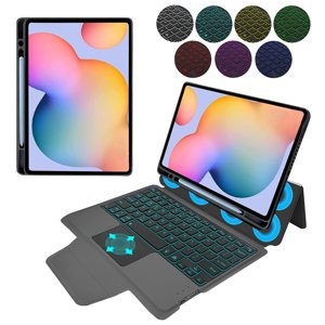 Techsuit KeyTab Pro Puzdro (s RGB Bezdrôtovou Klávesnicou a Držiakom na Stylus) - Samsung Galaxy Tab S6 Lite (2020/2022/2024) - Čierne KF2326461