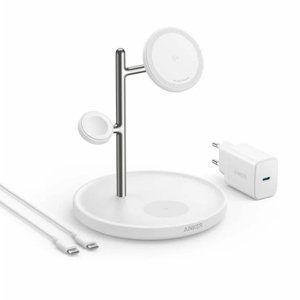 Anker Nabíjacia Stanica MagGo (B25M3321) - Qi2, pre Apple, 15W, s USB-C nabíjačkou a káblom Type-C, 40W - Biela KF2327904