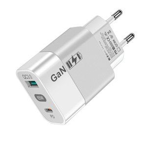 Techsuit CHPD131 sieťová nabíjačka – GaN, USB + USB-C, rýchlonabíjanie, 65W – biela KF2328105