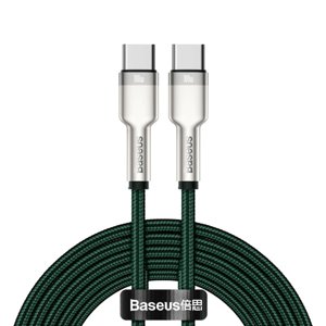 Baseus – dátový kábel Cafule Series Metal Type-C na Type-C, Super Fast Charge, 100 W, 480 Mbps, 20 V, 5 A, 2 m – zelený KF2331225
