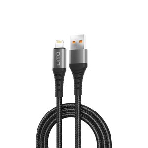 Lito – dátový kábel USB-A na Lightning, rýchle nabíjanie 2,4 A, 1 m – čierny KF2331245