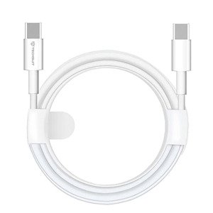 Techsuit – dátový kábel Type-C na Type-C, rýchle nabíjanie 60 W, 480 Mbps, hliníková zliatina, 1 m – biely KF2331696