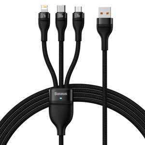 Baseus – dátový kábel Flash Series 2 USB na Type-C / Lightning / Micro-USB, rýchle nabíjanie, 100 W, 1,2 m – čierny KF2332278