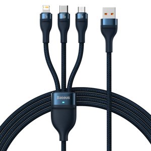 Baseus – dátový kábel Flash Series 2 USB na Type-C / Lightning / Micro-USB, rýchle nabíjanie, 100 W, 1,2 m – modrý KF2332279