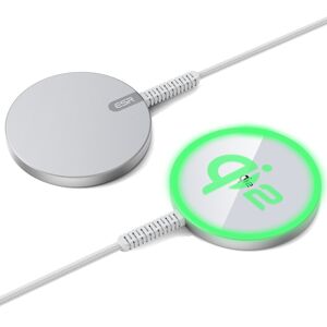 ESR Mini Magnetická Bezdrôtová Nabíjačka HaloLock Qi2 - Kompatibilná s MagSafe, 15W, s Káblom Type-C, 1,5 m - Strieborná KF2332367