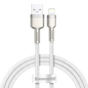Baseus – dátový kábel Cafule Series Metal USB na Lightning, 2,4 A, 480 Mbps, 1 m – biely KF2332374