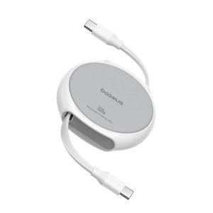 Baseus – navíjací dátový kábel Pathfinder Type-C na Type-C, 100 W, 1 m – biely (Moon White) KF2332390