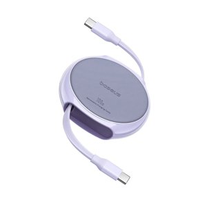 Baseus – navíjací dátový kábel Pathfinder Type-C na Type-C, 100 W, 1 m – fialový (Nebula Purple) KF2332394